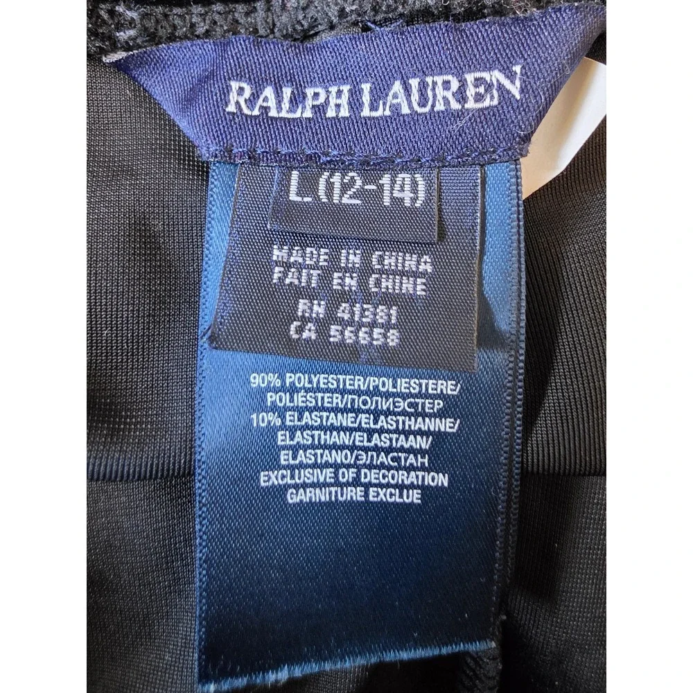 Ralph Lauren Girls Leggings Size 12-14 Black Velvet Casual Pants Trousers Slacks